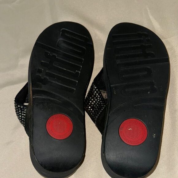 Fitflop Black Sparkly Slide Sandals Size 10 - Picture 5 of 10
